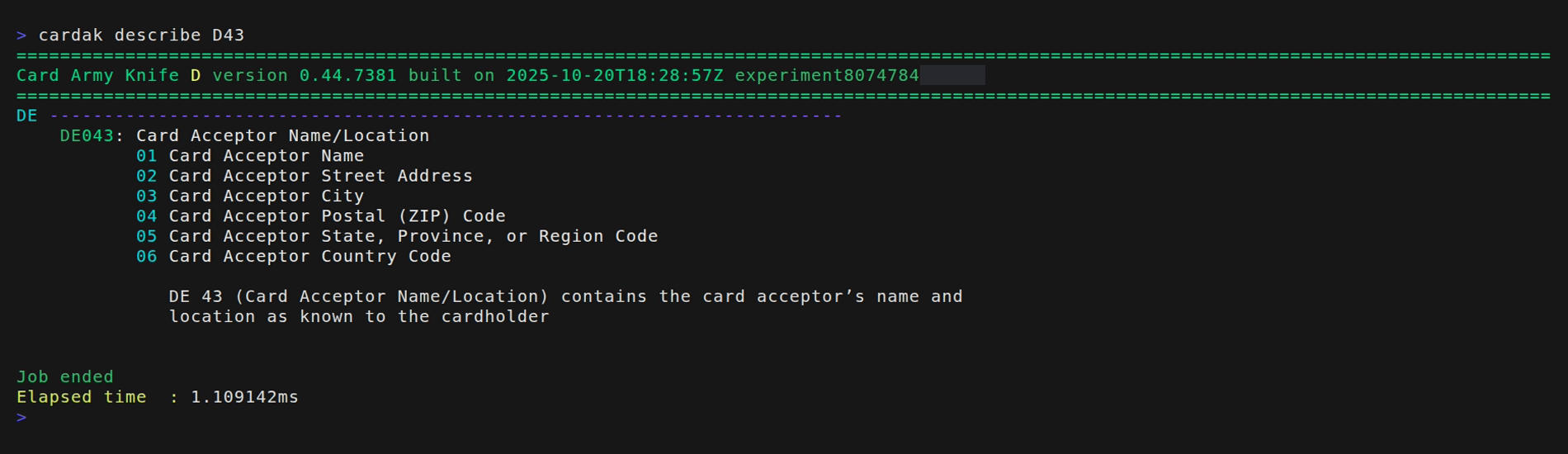 Ejemplo adicional del comando DESCRIBE
