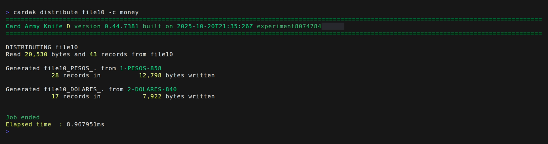 Ejemplo adicional del comando DISTRIBUTE