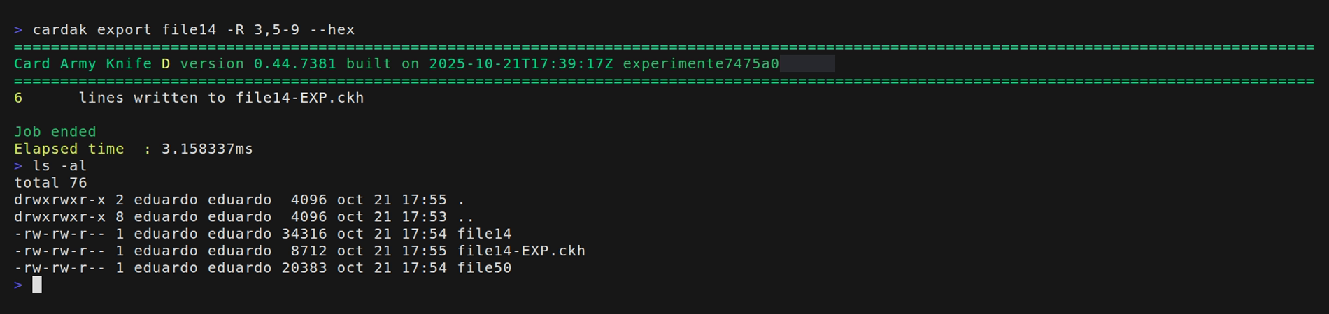 Ejemplo de uso del comando IMPORT 2