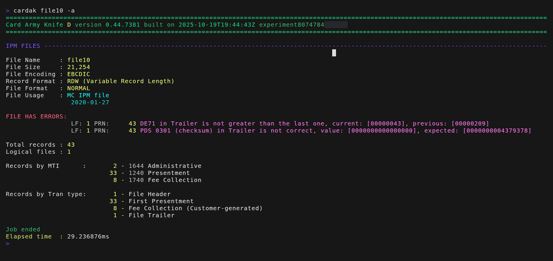 Análisis de un archivo individual