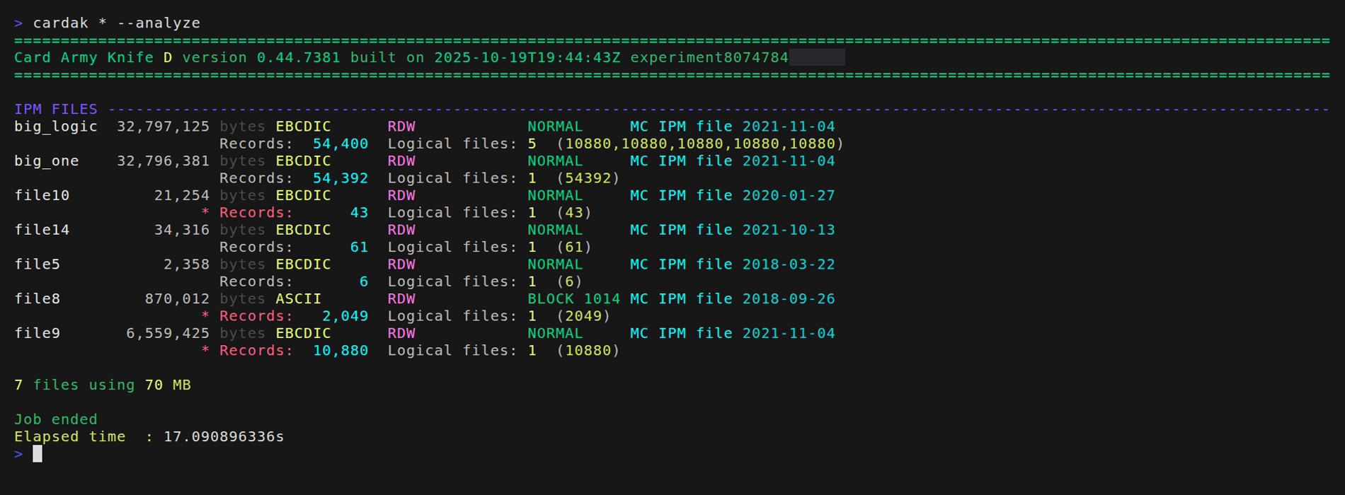 Details file analysis using --analyze